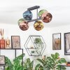Koyoto ceiling light, globe light blue, gold, green, coppery, 6-light sources