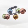 Koyoto ceiling light, globe light blue, gold, green, coppery, 6-light sources