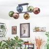 Koyoto ceiling light, globe light blue, gold, green, coppery, 6-light sources