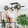 Koyoto ceiling light, globe light chrome, clear, Smoke-coloured, 5-light sources