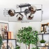 Koyoto ceiling light, globe light chrome, Smoke-coloured, 5-light sources