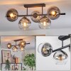 Koyoto ceiling light, globe light clear, Smoke-coloured, 5-light sources