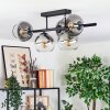 Koyoto ceiling light, globe light clear, Smoke-coloured, 5-light sources