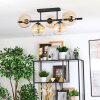 Koyoto ceiling light, globe light Amber, clear, 5-light sources