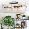 Koyoto ceiling light, globe light Amber, clear, 5-light sources