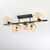 Koyoto ceiling light, globe light Amber, clear, 5-light sources