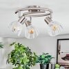 Saire ceiling light, ceiling spotlight chrome, matt nickel, 3-light sources