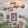 Koyoto ceiling light, globe light Amber, chrome, clear, Smoke-coloured, 8-light sources