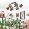 Koyoto ceiling light, globe light blue, gold, green, coppery, 8-light sources