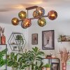 Koyoto ceiling light, globe light blue, gold, green, coppery, 8-light sources