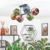 Koyoto ceiling light, globe light blue, gold, green, coppery, 8-light sources