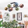 Koyoto ceiling light, globe light blue, gold, green, coppery, 8-light sources