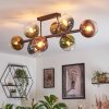 Koyoto ceiling light, globe light blue, gold, green, clear, coppery, 8-light sources