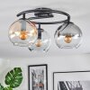 Koyoto ceiling light, globe light Amber, clear, Smoke-coloured, 3-light sources