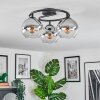 Koyoto ceiling light, globe light chrome, clear, Smoke-coloured, 3-light sources