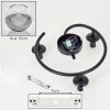 Koyoto ceiling light, globe light chrome, clear, Smoke-coloured, 3-light sources