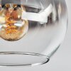 Koyoto ceiling light, globe light chrome, clear, Smoke-coloured, 3-light sources