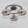 Koyoto ceiling light, globe light chrome, clear, Smoke-coloured, 3-light sources