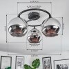 Koyoto ceiling light, globe light chrome, Smoke-coloured, 3-light sources