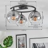 Ripoll ceiling light, globe light clear, Smoke-coloured, 3-light sources