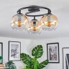 Koyoto ceiling light, globe light Amber, clear, 3-light sources