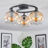 Koyoto ceiling light, globe light Amber, clear, 3-light sources