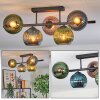 Koyoto ceiling light, globe light blue, green, coppery, 5-light sources
