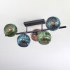 Koyoto ceiling light, globe light blue, green, coppery, 5-light sources