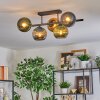 Koyoto ceiling light, globe light blue, gold, green, 5-light sources