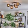 Ripoll ceiling light, globe light chrome, Smoke-coloured, 5-light sources