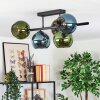 Koyoto ceiling light, globe light blue, gold, green, 5-light sources