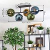 Koyoto ceiling light, globe light blue, gold, green, 5-light sources