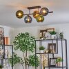 Koyoto ceiling light, globe light blue, gold, green, 5-light sources