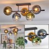Koyoto ceiling light, globe light blue, gold, green, clear, 5-light sources