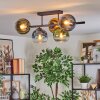 Koyoto ceiling light, globe light blue, gold, green, clear, 5-light sources