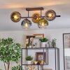 Koyoto ceiling light, globe light blue, gold, green, clear, 5-light sources