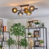 Koyoto ceiling light, globe light blue, gold, green, clear, 5-light sources