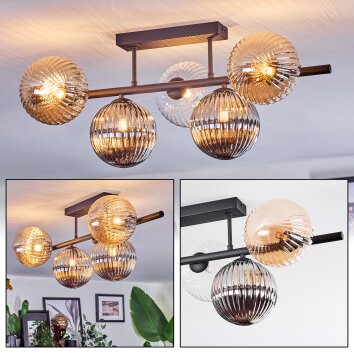 Chehalis ceiling light, globe light black, 5-light sources