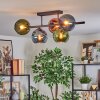 Koyoto ceiling light, globe light blue, green, coppery, 5-light sources