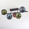 Koyoto ceiling light, globe light blue, green, coppery, 5-light sources