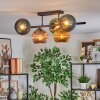 Koyoto ceiling light, globe light blue, gold, green, coppery, 5-light sources