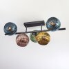Koyoto ceiling light, globe light blue, gold, green, coppery, 5-light sources