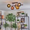 Koyoto ceiling light, globe light blue, chrome, gold, green, coppery, Smoke-coloured, 5-light sources