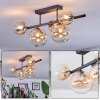 Chehalis ceiling light, globe light Amber, clear, 5-light sources