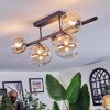 Chehalis ceiling light, globe light Amber, clear, 5-light sources