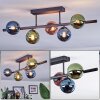 Chehalis ceiling light, globe light blue, green, coppery, 5-light sources