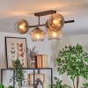 Koyoto ceiling light, globe light clear, Smoke-coloured, 5-light sources