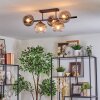 Koyoto ceiling light, globe light clear, Smoke-coloured, 5-light sources