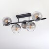 Koyoto ceiling light, globe light clear, Smoke-coloured, 5-light sources