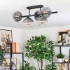 Koyoto ceiling light, globe light clear, Smoke-coloured, 5-light sources